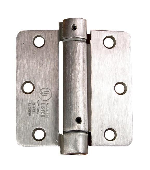 Residential self-closing spring hinges 3 1/2" with 1/4" radius corner, available in multiple finishes, 2 pack.