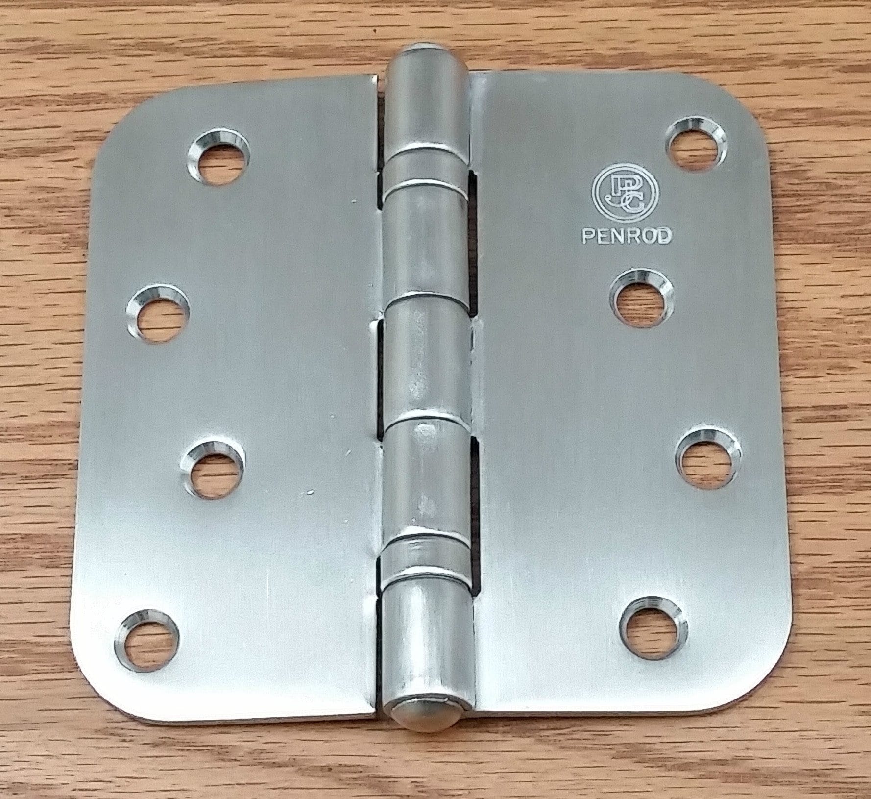 Stainless steel ball bearing security hinges with non-removable riveted pin, 4 inches, 5/8-inch radius corners, 3 pack.
