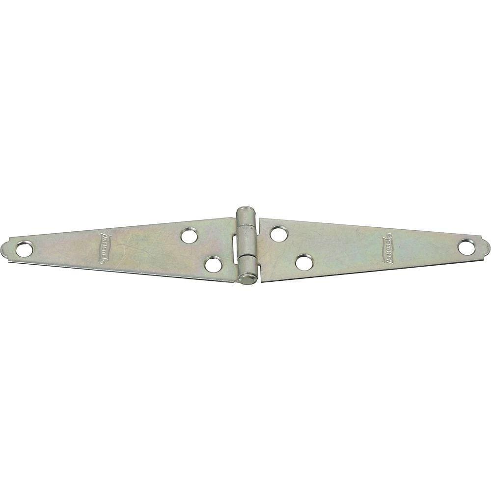 Steel strap hinges with aluminum pin and zinc finish, available in 2 to 5 inches, sold in a 2 pack for durability.