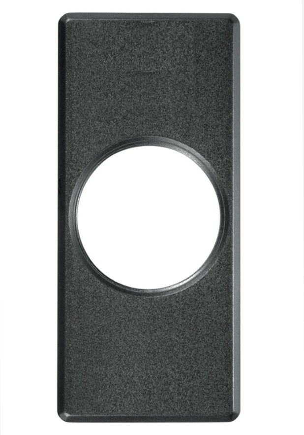 Sureclose post mounting brackets designed for flush mount gate hinges, featuring a circular cutout for secure installation.