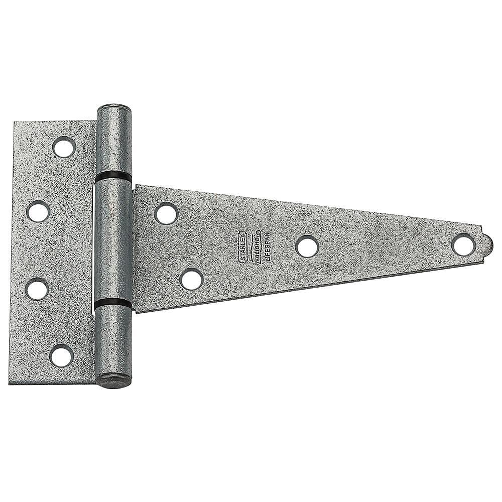 Heavy duty galvanized T hinges, 4 to 8 inches, sold in a 2 pack for durable door and gate applications.