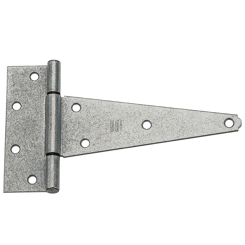Heavy duty galvanized T hinges, 4 to 8 inches, sold in a 2 pack for durable door and gate applications.