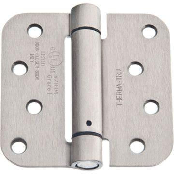 Thermatru 4x4 inch spring hinge with 5/8 inch radius, available in multiple finishes, sold individually for doors.