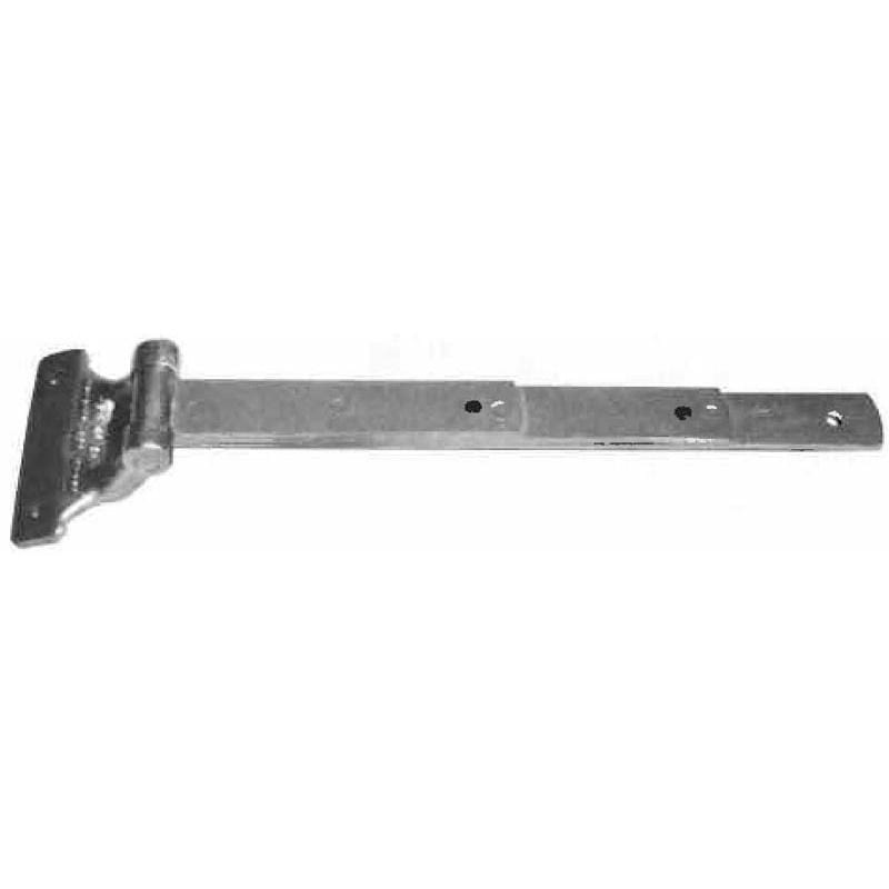Zinc plated truck trailer hinge with a 1-3/4 inch radius corner, 16 inches long, sold individually for durability.