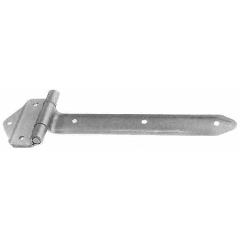 Embossed steel truck and trailer hinge with zinc plated finish, available in multiple sizes, sold individually.