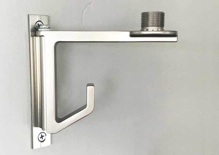 Hinge hanger for behind-the-door storage in various finishes, includes mounting bracket for easy installation.