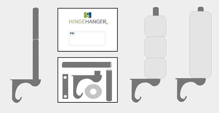 Traditional hinge hanger for behind-the-door storage, available in multiple finishes, includes mounting bracket.