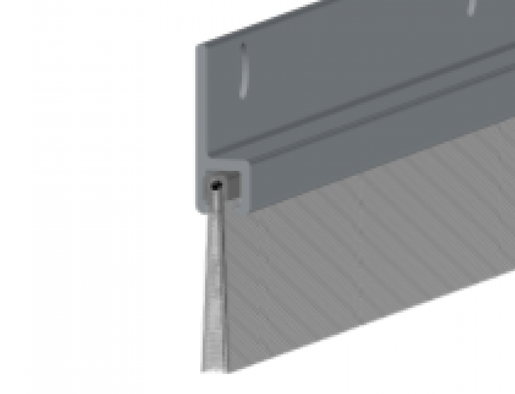 Brush weatherstrip seal with 1-3/16" height, available in multiple sizes and finishes for effective weatherproofing.