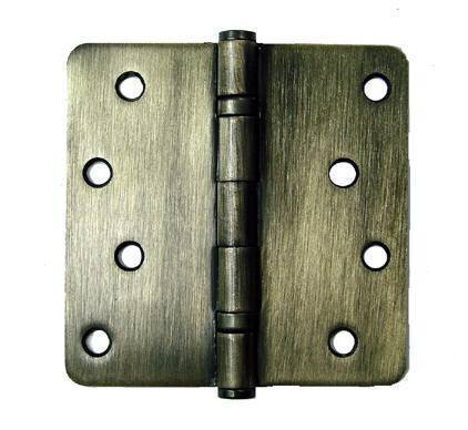 Ball bearing door hinges, 4-inch with 1/4-inch radius corners, available in multiple finishes, sold in a 2 pack.