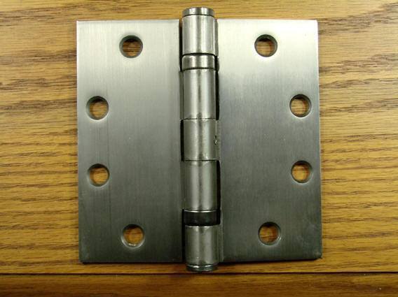 4 1/2" x 4 1/2" with square corners Antique Nickel Commercial Ball Bearing Hinge - Sold in Pairs - Commercial Ball Bearing Hinges