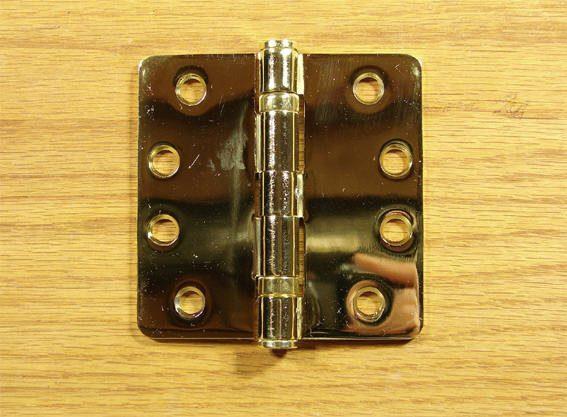 4" x 4" with 1/4" radius corners Bright Brass Commercial Ball Bearing Hinge - Sold in Pairs - Commercial Ball Bearing Hinges