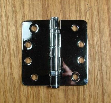 4" x 4" with 1/4" radius corners Polished Chrome Commercial Ball Bearing Hinge - Sold in Pairs - Commercial Ball Bearing Hinges