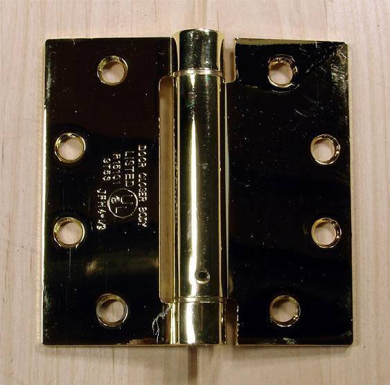 4 1/2" x 4 1/2" with square corner Bright Brass Commercial Spring Hinges - Sold in Pairs - Commercial Spring Hinges - 1