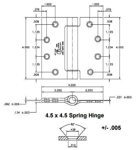 Commercial Spring Hinges - Oil Rubbed Bronze 4 1/2" x 4 1/2" with square corner - Sold in Pairs - Commercial Spring Hinges - 2