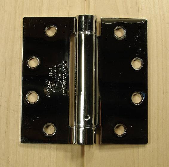 Commercial Spring Hinges - Polished Chrome - 4 1/2" x 4 1/2" with square corner - Sold in Pairs - Commercial Spring Hinges - 1
