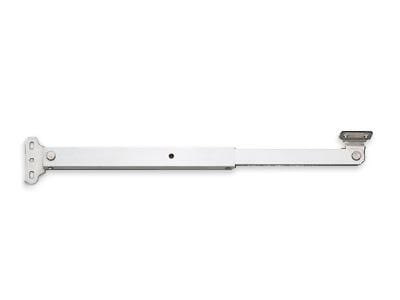 Stainless steel lid stay with 80° opening, measuring 13 25/32 inches, sold individually for secure lid support.