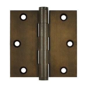 3 1/2" x 3 1/2" with Square Corners Plain Bearing Brass Hinges - Multiple Distressed Finishes - Sold in Pairs - Plain Bearing Solid Brass Hinges Bronze Rust - 6