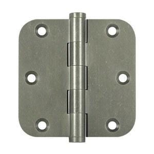 3.5" x 3.5" w 5/8" Radius Corner Plain Bearing Brass Hinges - Multiple Distressed Finishes - Sold in Pairs - Plain Bearing Solid Brass Hinges White Bronze Medium - 2