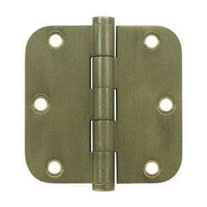 3.5" x 3.5" w 5/8" Radius Corner Plain Bearing Brass Hinges - Multiple Distressed Finishes - Sold in Pairs - Plain Bearing Solid Brass Hinges Bronze Medium - 6