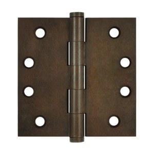 4.5" x 4.5" Square Corner Plain Bearing Brass Hinges - Multiple Distressed Finishes - Sold in Pairs - Plain Bearing Solid Brass Hinges Bronze Rust - 5