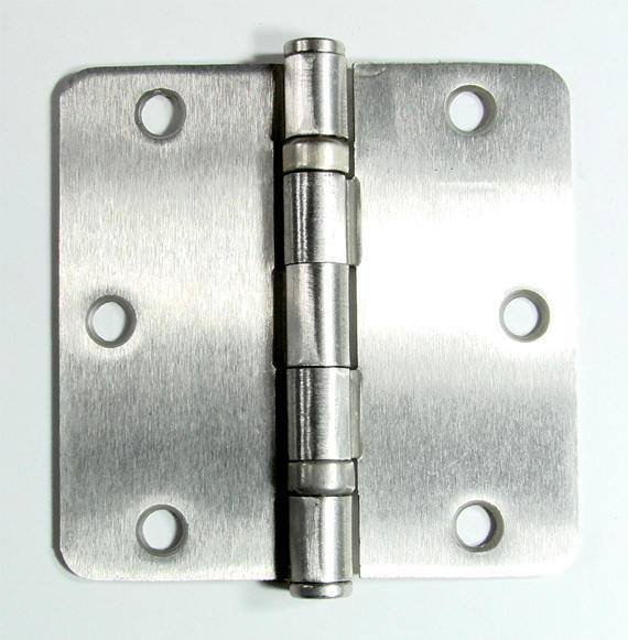 3 1/2" x 3 1/2" with 1/4" Radius Corner Residential Ball Bearing Hinges - Multiple Finishes - Sold in Pairs - Residential Ball Bearing Hinges Satin Nickel - 1