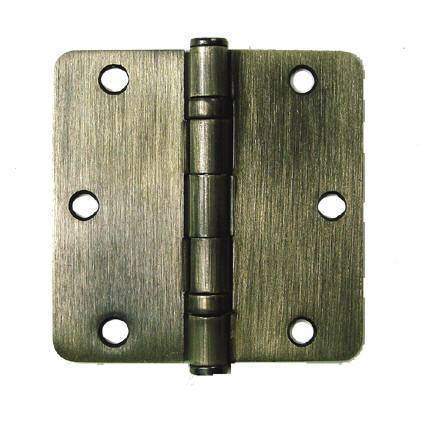 3 1/2" x 3 1/2" with 1/4" Radius Corner Residential Ball Bearing Hinges - Multiple Finishes - Sold in Pairs - Residential Ball Bearing Hinges Antique Brass - 2