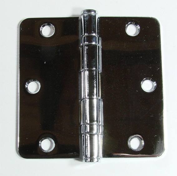 3 1/2" x 3 1/2" with 1/4" Radius Corner Residential Ball Bearing Hinges - Multiple Finishes - Sold in Pairs - Residential Ball Bearing Hinges Polished Chrome - 3