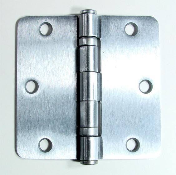 3 1/2" x 3 1/2" with 1/4" Radius Corner Residential Ball Bearing Hinges - Multiple Finishes - Sold in Pairs - Residential Ball Bearing Hinges Satin Chrome - 4