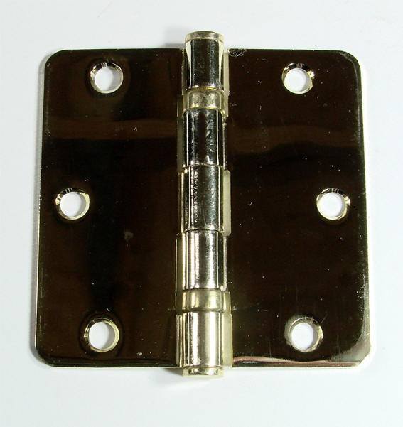 3 1/2" x 3 1/2" with 1/4" Radius Corner Residential Ball Bearing Hinges - Multiple Finishes - Sold in Pairs - Residential Ball Bearing Hinges Bright Brass - 6