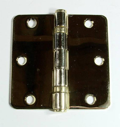 3 1/2" x 3 1/2"  with 1/4" Radius Corner Residential Ball Bearing Hinges - Multiple Finishes - Sold in Pairs - Residential Ball Bearing Hinges Bright Brass - 6
