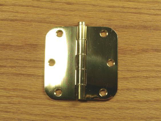 Polished Brass Finish Hinges Solid Brass 3 1/2" x 3 1/2" with 5/8" radius corners - Sold in Pairs - Solid Brass Hinges