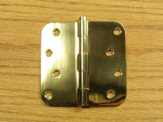 Polished Brass Finish Hinges Solid Brass 4" x 4"  with 5/8" radius corners - Sold in Pairs - Solid Brass Hinges 