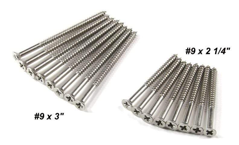 Stainless Steel - Wood Screws #9 x 2.25'' Size and #9 x 3" - Wood Screws