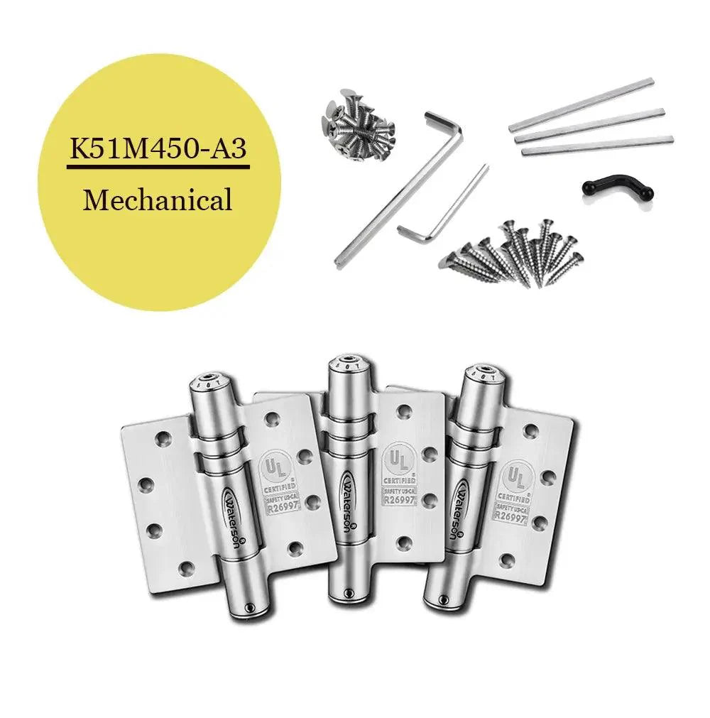 Heavy duty self-closing spring hinge set, 4.5"x4.5", 304 stainless steel, for 1-3/4" thick doors up to 260 lbs.