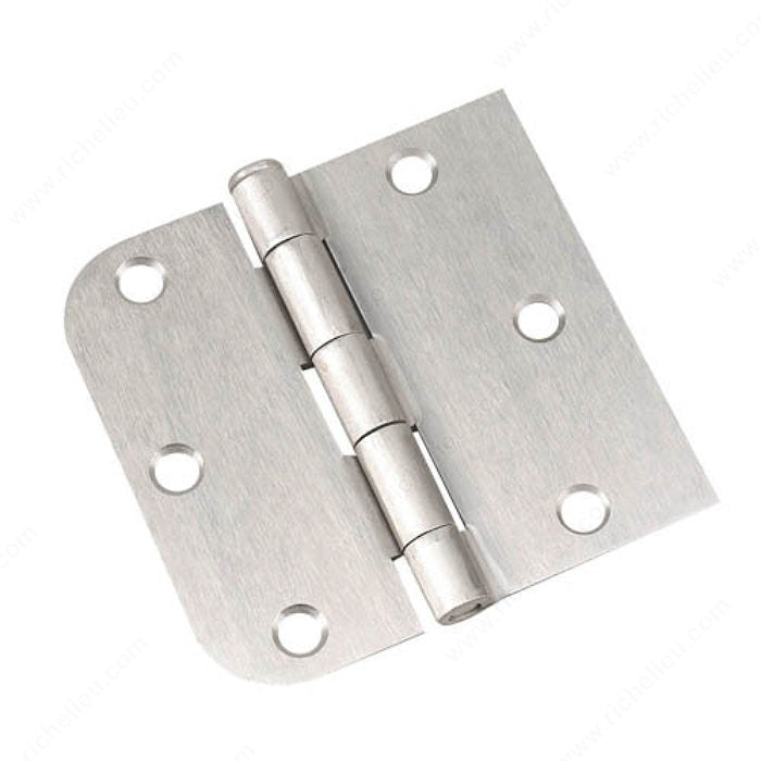 Interior Door Hinges - 3.5 Inch With 5/8 Inch Square - Brushed Nickel - 2 Pack