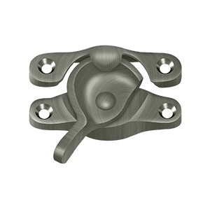 Window sash lock measuring 1 inch by 2-5/8 inches, available in multiple finishes, sold individually for secure locking.