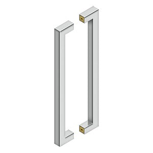Contemporary back-to-back door pulls in multiple sizes and finishes, sold as a 2 pack for modern interiors.