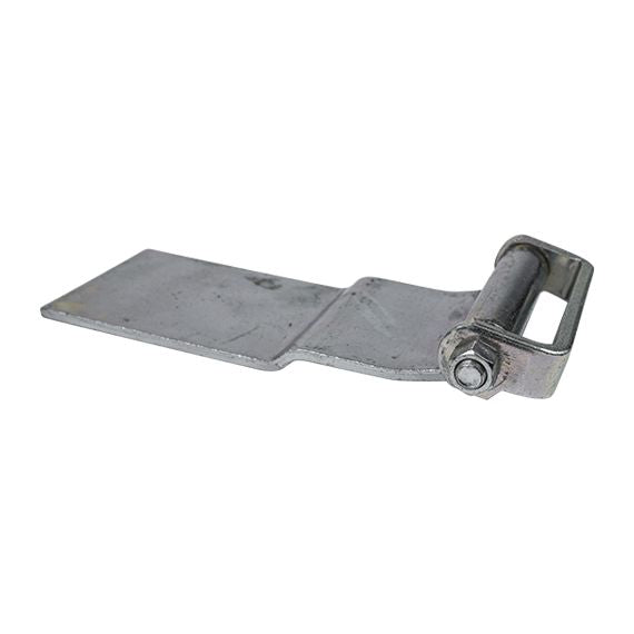 All steel rear door hinge for trucks and trailers, zinc plated, featuring multiple hole patterns, sold individually.