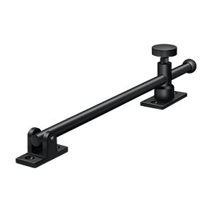 Window casement stay adjuster in black finish, available in multiple sizes, sold individually for secure window positioning.