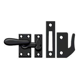 Medium window lock casement fastener in black, 1" x 2-7/8", available in multiple finishes, sold individually.