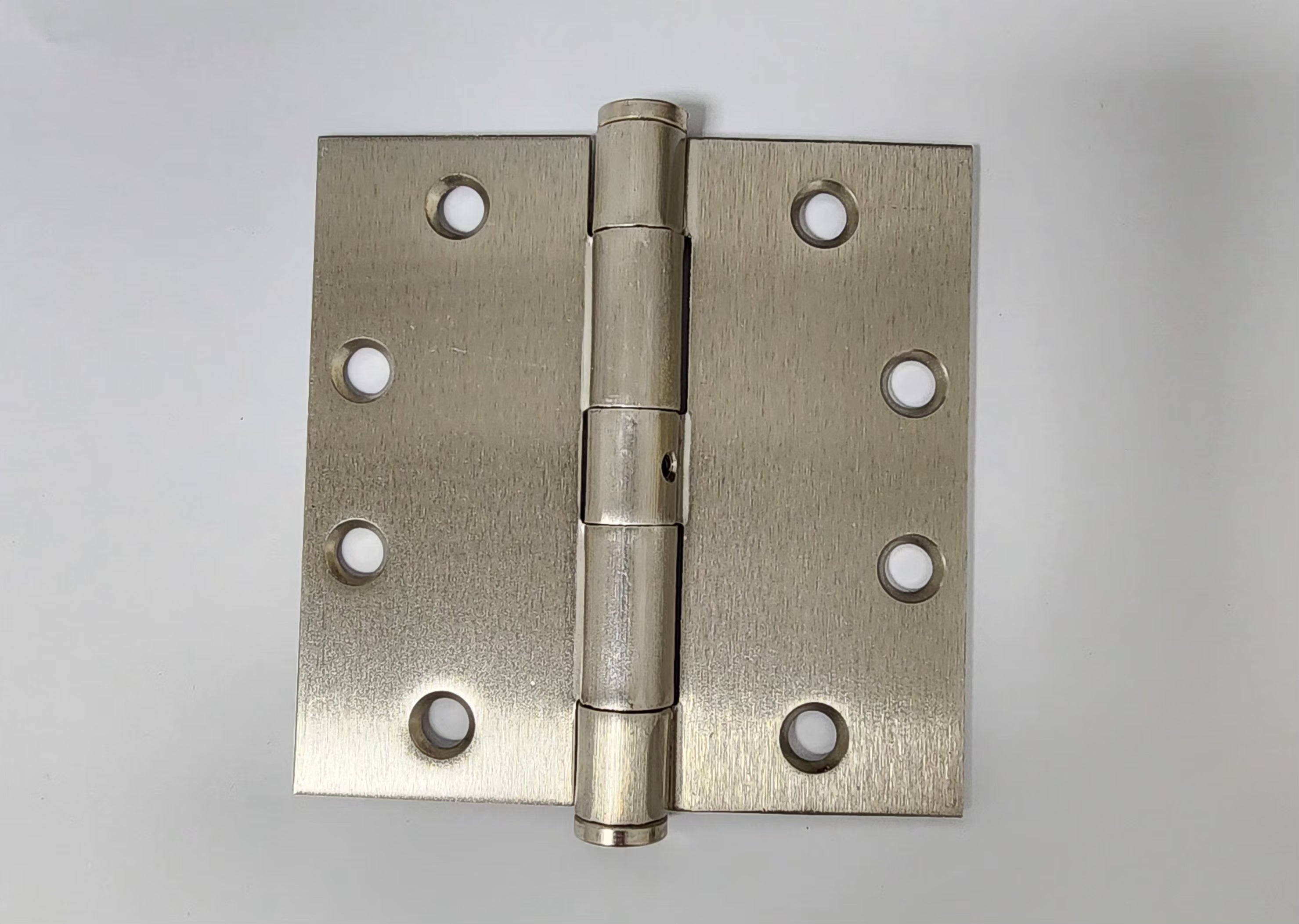 Commercial plain bearing hinges 4 1/2 inches square in multiple finishes, sold in a two-pack for durability and style.