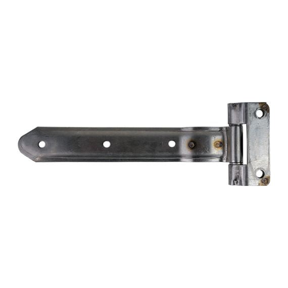 Embossed stainless steel square corner hinge with reverse brackets for trucks and trailers, available in multiple sizes.