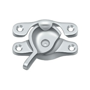 Window sash lock measuring 1 inch by 2-5/8 inches, available in multiple finishes, sold individually for secure locking.