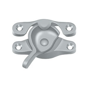 Window sash lock measuring 1 inch by 2-5/8 inches, available in multiple finishes, sold individually for secure locking.