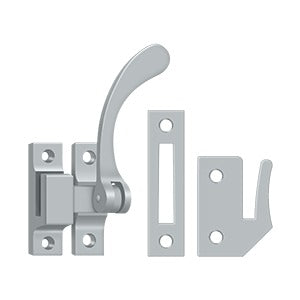 Reversible window lock casement fastener in multiple finishes, 4-1/2 inches, sold individually for secure window closure.