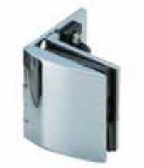 Inset glass door hinge for cabinets, available in multiple finishes, sold individually, includes catch for secure closure.
