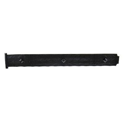 Magnetic mission strap hinge for garage doors, 18 inches, black hammered finish, sold individually.