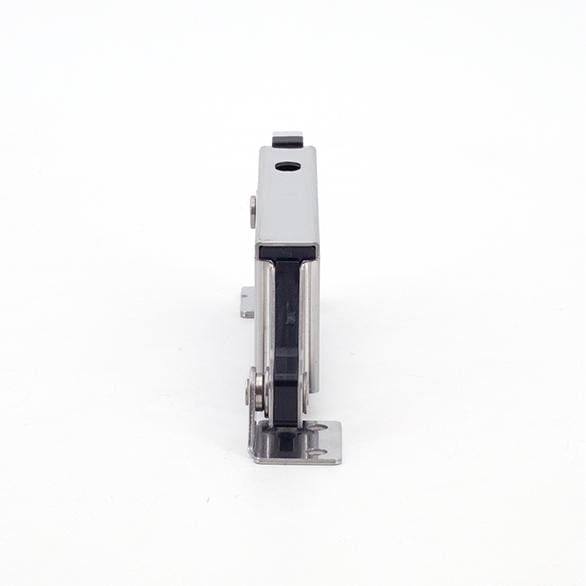 Adjustable stainless steel lid stay with spring mechanism for back panel mounting, sold individually for easy installation.