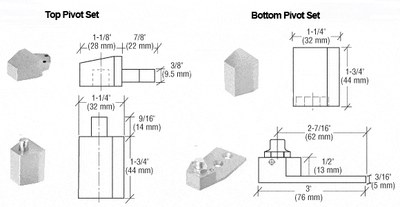 Pivot Door Hinges Arch Style - Offset For Aluminum Doors - Face Frame Or 1/8" Recessed Applications