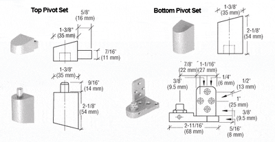 Pivot Door Hinges Us Aluminum Style - Offset For Metal Frame Doors - Face Frame Applications